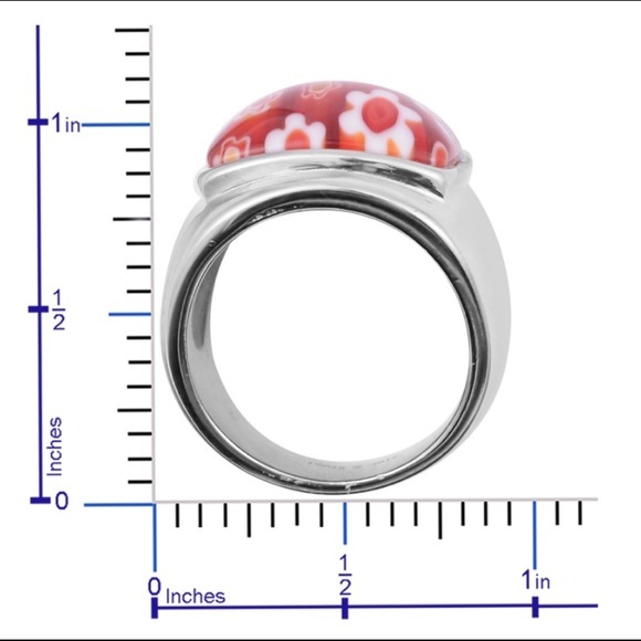 STAINLESS STEEL FLORAL GLASS RING - Picture 3 of 6